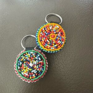 Two Included Fabulous Beaded African Keychains